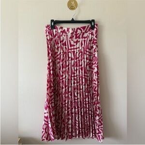 Mango Pink Pleated Midi Skirt Size Medium